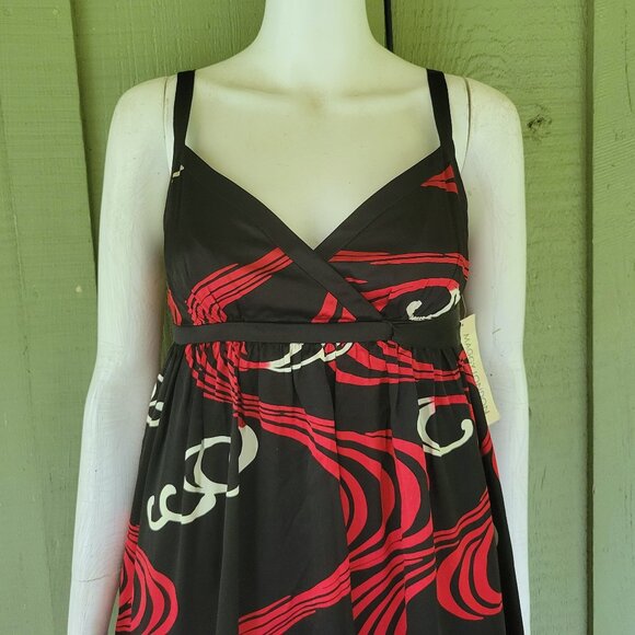 NWT MAGGY LONDON Black Red Silk Charmeuse Dress 8P - Picture 2 of 4